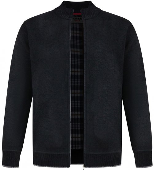 D555 Enrique Pletený Chenille Kardigan se Zipem Černá - Mikiny & mikiny s kapucí - Mikiny & Mikiny s kapucí 2XL-12XL