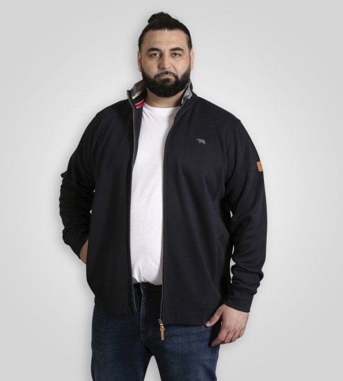 D555 Johnson Zip Through Fleece Sweatshirt with Chest Embroidery Navy - Mikiny & mikiny s kapucí - Mikiny & Mikiny s kapucí 2XL-12XL