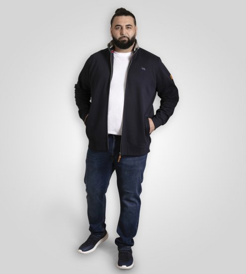 D555 Johnson Zip Through Fleece Sweatshirt with Chest Embroidery Navy - Mikiny & mikiny s kapucí - Mikiny & Mikiny s kapucí 2XL-12XL