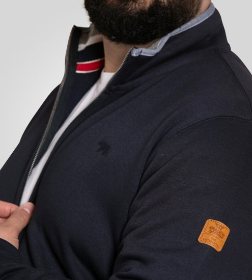 D555 Johnson Zip Through Fleece Sweatshirt with Chest Embroidery Navy - Mikiny & mikiny s kapucí - Mikiny & Mikiny s kapucí 2XL-12XL