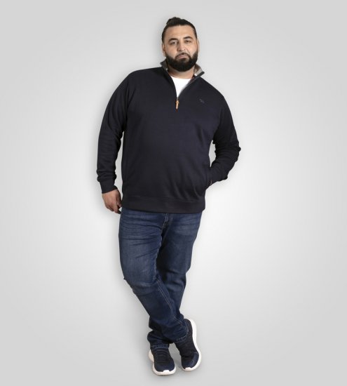 D555 Russel Zip Through Fleece Sweatshirt with Chest Embroidery Navy - Mikiny & mikiny s kapucí - Mikiny & Mikiny s kapucí 2XL-12XL