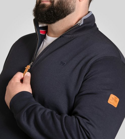 D555 Russel Zip Through Fleece Sweatshirt with Chest Embroidery Navy - Mikiny & mikiny s kapucí - Mikiny & Mikiny s kapucí 2XL-12XL