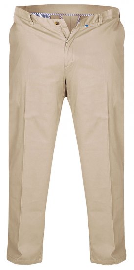 D555 Bruno Stretch Chino pants with Extenda Waist Beige - Džíny & Kalhoty - Džíny a Kalhoty - W40-W70