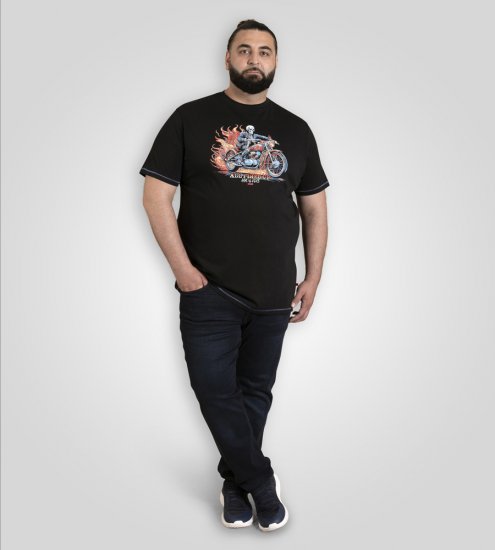 D555 Dewsbury Skeleton On Bike Crew Neck T-Shirt Black TALL SIZE - PÁNSKÉ OBLEČENÍ MT-6XLT - TALL-velikosti