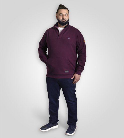 D555 Lancaster Prošívaná Mikina Vínová - Mikiny & mikiny s kapucí - Mikiny & Mikiny s kapucí 2XL-12XL