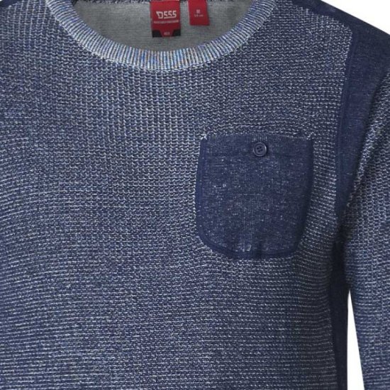 D555 Bryson Crewneck Sweater with Pocket Navy - Mikiny & mikiny s kapucí - Mikiny & Mikiny s kapucí 2XL-12XL