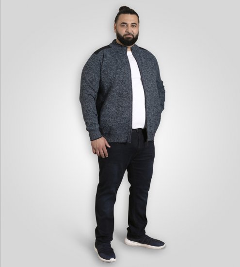 D555 Dereham 1 Pletený Kardigan se Zipem a Podšívkou Tmavě Modrá - Mikiny & mikiny s kapucí - Mikiny & Mikiny s kapucí 2XL-12XL