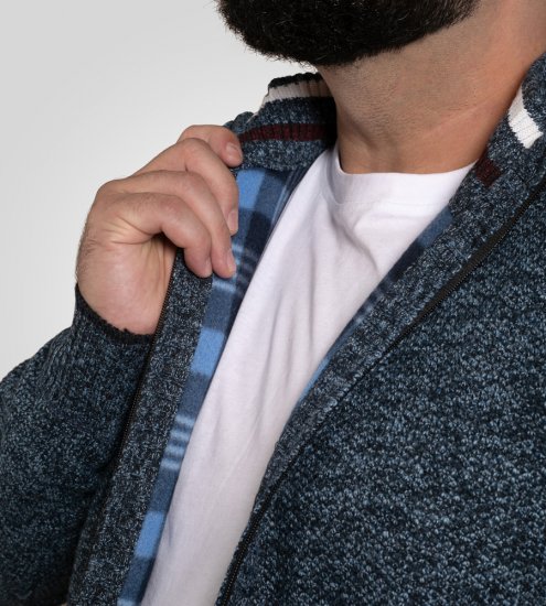 D555 Dereham 1 Pletený Kardigan se Zipem a Podšívkou Tmavě Modrá - Mikiny & mikiny s kapucí - Mikiny & Mikiny s kapucí 2XL-12XL