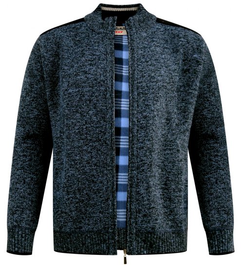 D555 Dereham 1 Pletený Kardigan se Zipem a Podšívkou Tmavě Modrá - Mikiny & mikiny s kapucí - Mikiny & Mikiny s kapucí 2XL-12XL