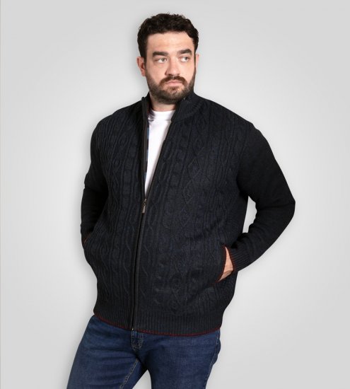 D555 Gillingham Pletený Kardigan se Zipem a Podšívkou Tmavě Modrá - Mikiny & mikiny s kapucí - Mikiny & Mikiny s kapucí 2XL-12XL