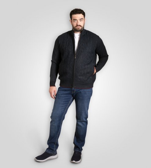 D555 Gillingham Pletený Kardigan se Zipem a Podšívkou Tmavě Modrá - Mikiny & mikiny s kapucí - Mikiny & Mikiny s kapucí 2XL-12XL