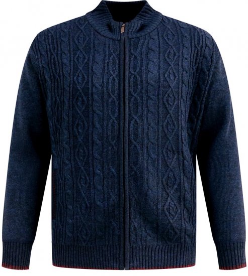 D555 Gillingham Pletený Kardigan se Zipem a Podšívkou Tmavě Modrá - Mikiny & mikiny s kapucí - Mikiny & Mikiny s kapucí 2XL-12XL