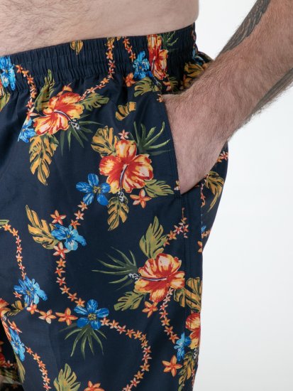 D555 Dawson AO Printed Hawaiian Swim Shorts Navy - Spodní prádlo - Spodní Prádlo Nadměrné Velikosti 2XL-8XL