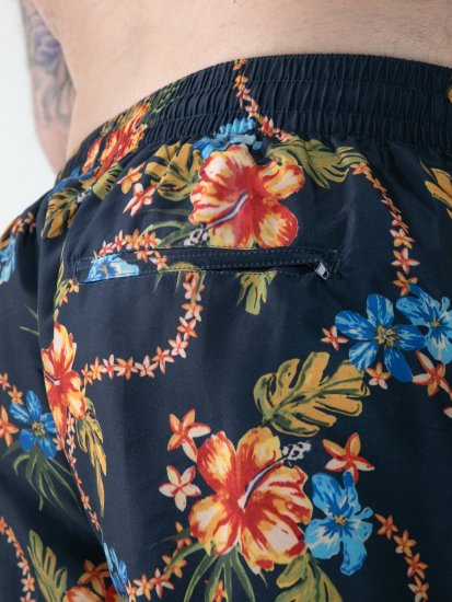 D555 Dawson AO Printed Hawaiian Swim Shorts Navy - Spodní prádlo - Spodní Prádlo Nadměrné Velikosti 2XL-8XL