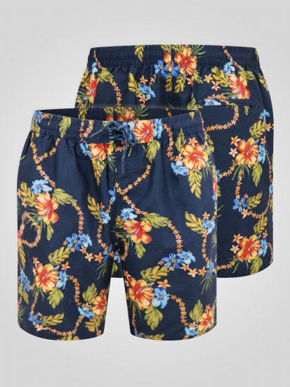 D555 Dawson AO Printed Hawaiian Swim Shorts Navy - Spodní prádlo - Spodní Prádlo Nadměrné Velikosti 2XL-8XL