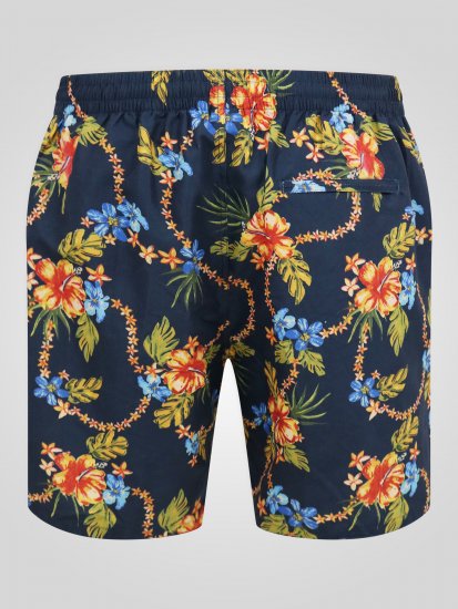 D555 Dawson AO Printed Hawaiian Swim Shorts Navy - Spodní prádlo - Spodní Prádlo Nadměrné Velikosti 2XL-8XL