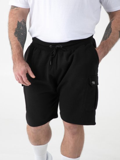 D555 Robinson 1 Elasticated Waist Fleece Cargo Shorts Black - Tepláky & kraťasy - Tepláky a Teplákové Kraťasy 2XL-12XL
