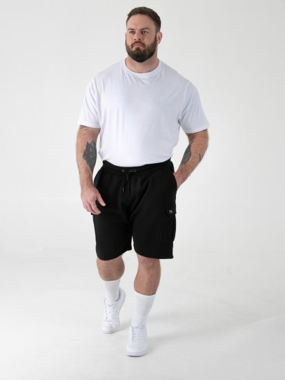 D555 Robinson 1 Elasticated Waist Fleece Cargo Shorts Black - Tepláky & kraťasy - Tepláky a Teplákové Kraťasy 2XL-12XL