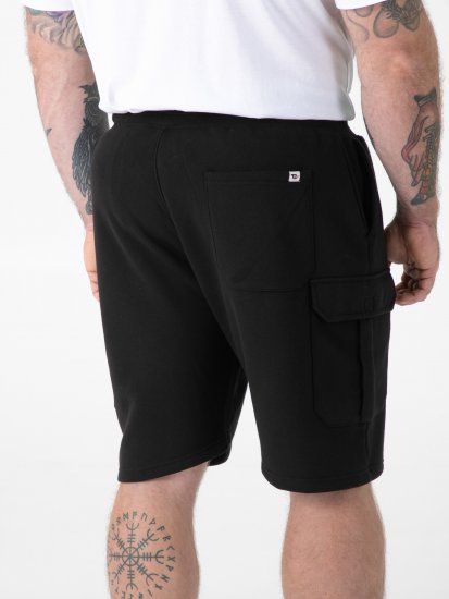 D555 Robinson 1 Elasticated Waist Fleece Cargo Shorts Black - Tepláky & kraťasy - Tepláky a Teplákové Kraťasy 2XL-12XL