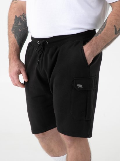 D555 Robinson 1 Elasticated Waist Fleece Cargo Shorts Black - Tepláky & kraťasy - Tepláky a Teplákové Kraťasy 2XL-12XL