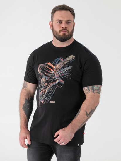D555 Elliot Multi Coloured Guitar Printed T-shirt - Trička - Trička nadměrné velikosti - 2XL-14XL