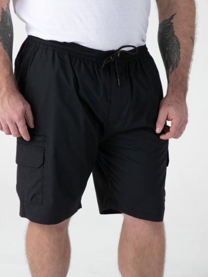 D555 Thomas Full Elastic Waist Stretch Shorts Black - Šortky - Šortky Nadměrné Velikosti W40-W60