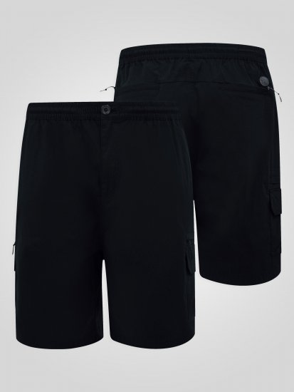 D555 Thomas Full Elastic Waist Stretch Shorts Black - Šortky - Šortky Nadměrné Velikosti W40-W60