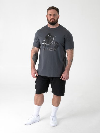 D555 Craig Gorilla Biker Printed T-shirt Dark Gery - Trička - Trička nadměrné velikosti - 2XL-14XL