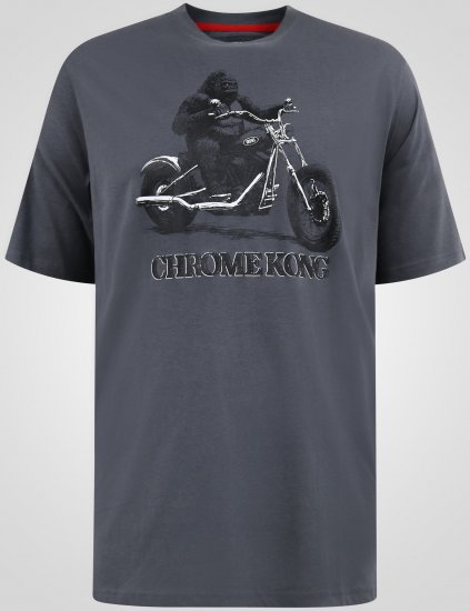 D555 Craig Gorilla Biker Printed T-shirt Dark Gery - Trička - Trička nadměrné velikosti - 2XL-14XL