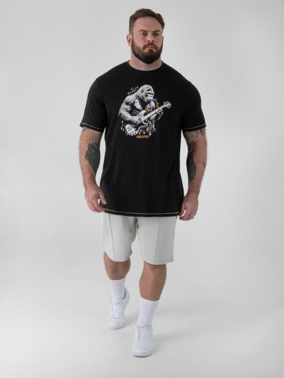 D555 Macfarlan Gorilla Playing Guitar Printed T-shirt Black - Všechno oblečení - Pánské nadměrné velikosti