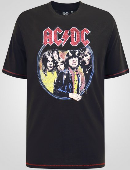 D555 Hugh Official ACDC Highway To Hell Printed T-Shirt Black - Trička - Trička nadměrné velikosti - 2XL-14XL