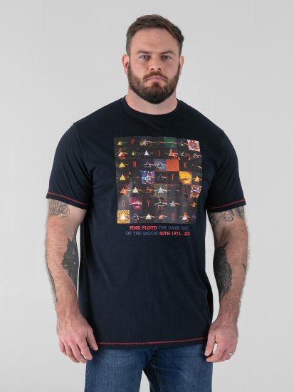 D555 Otto Official Pink Floyd 50th Anniversary Printed T-Shirt Navy - Trička - Trička nadměrné velikosti - 2XL-14XL