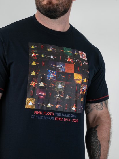 D555 Otto Official Pink Floyd 50th Anniversary Printed T-Shirt Navy - Trička - Trička nadměrné velikosti - 2XL-14XL
