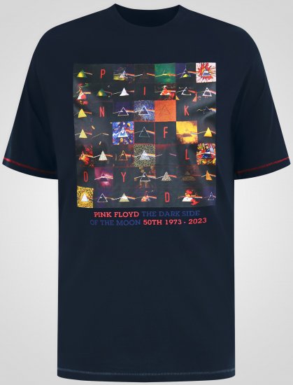 D555 Otto Official Pink Floyd 50th Anniversary Printed T-Shirt Navy - Trička - Trička nadměrné velikosti - 2XL-14XL