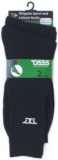 D555 Logan Sports And Leisure Socks 2-Pack Black - Spodní prádlo - Spodní Prádlo Nadměrné Velikosti 2XL-8XL