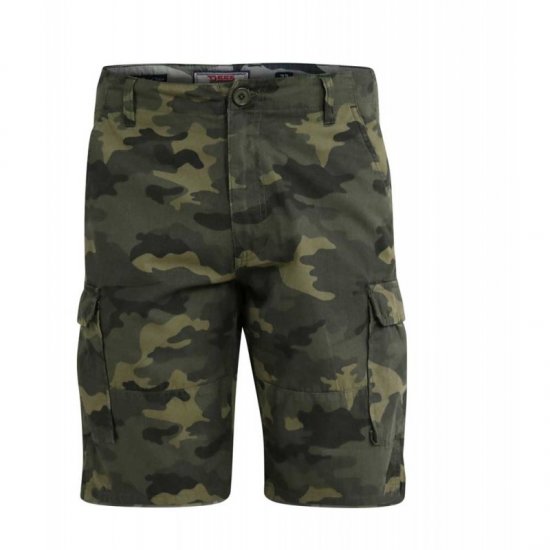 D555 Marty Camo Shorts Green - Šortky - Šortky Nadměrné Velikosti W40-W60