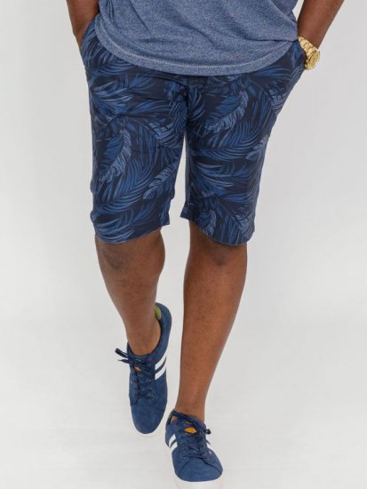 D555 Panther Hawaiian Leaf Ao Print Stretch Chino Shorts - Šortky - Šortky Nadměrné Velikosti W40-W60
