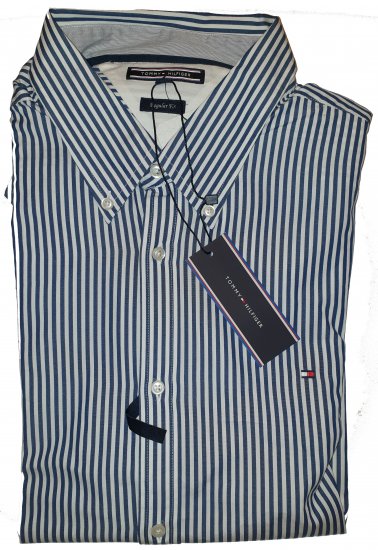 Tommy Hilfiger North Stripe Long Sleeve Shirt Blue/White - Motleyho šílený dubnový výprodej - 