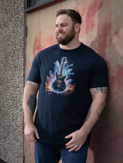 D555 Slater Tričko s potiskem Námořnická modrá - Trička - Trička nadměrné velikosti - 2XL-14XL
