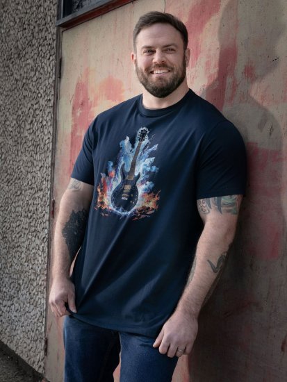 D555 Slater Tričko s potiskem Námořnická modrá - Trička - Trička nadměrné velikosti - 2XL-14XL