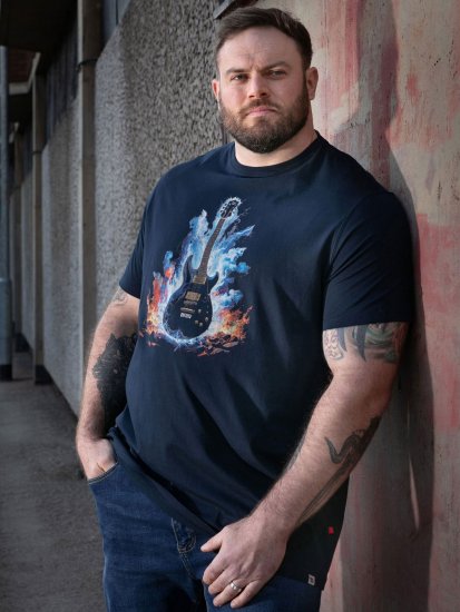 D555 Slater Tričko s potiskem Námořnická modrá - Trička - Trička nadměrné velikosti - 2XL-14XL
