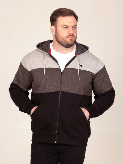 D555 Fitzgerald Zip Through Hoody With Cut & Sew Panels Černá - Mikiny & mikiny s kapucí - Mikiny & Mikiny s kapucí 2XL-12XL