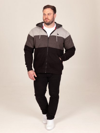 D555 Fitzgerald Zip Through Hoody With Cut & Sew Panels Černá - Mikiny & mikiny s kapucí - Mikiny & Mikiny s kapucí 2XL-12XL