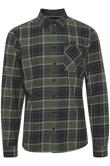 Blend Checked Long Sleeve Shirt Green - Všechno oblečení - Pánské nadměrné velikosti