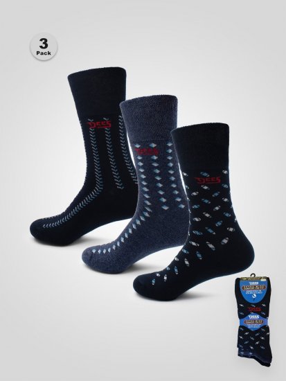 D555 Harold 3 Extra Wide Comfort Fit Socks 3-pack Navy/Denim - Spodní prádlo - Spodní Prádlo Nadměrné Velikosti 2XL-8XL