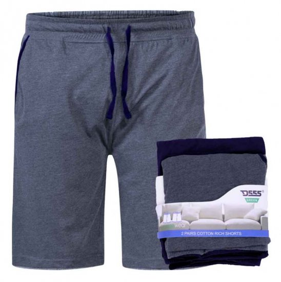 D555 Cobra Two Pack Elasticated Waist Band Jersey Shorts With Pockets - Tepláky & kraťasy - Tepláky a Teplákové Kraťasy 2XL-12XL
