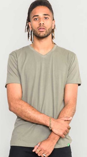 D555 Signature V-neck T-shirt Khaki - Trička - Trička nadměrné velikosti - 2XL-14XL