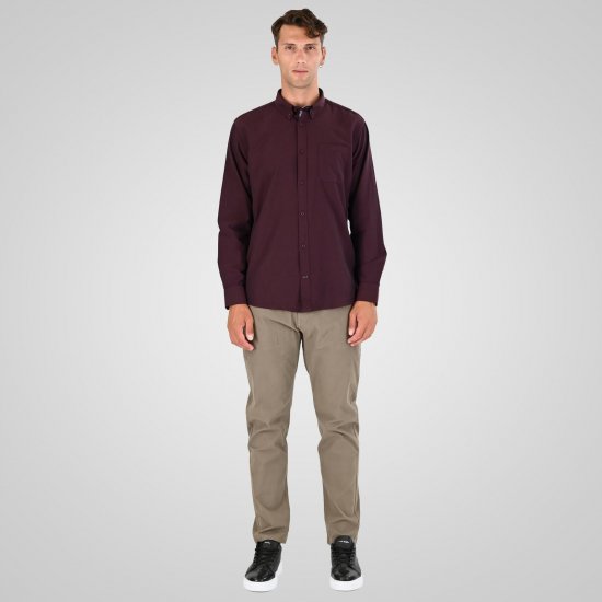 Double Outfitters GS-5225 Oxfordská košile Vínová - Košile - Košile 2XL-10XL