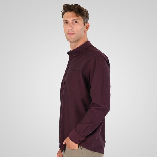 Double Outfitters GS-5225 Oxfordská košile Vínová - Košile - Košile 2XL-10XL