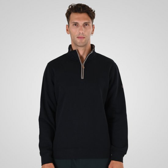 Double Outfitters MTOP-1163 Mikina s krátkým zipem Černá - Mikiny & mikiny s kapucí - Mikiny & Mikiny s kapucí 2XL-12XL